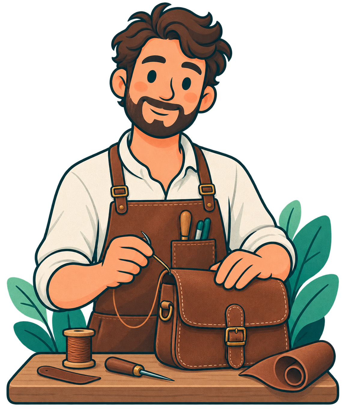 Marco in seiner Lederwerkstatt